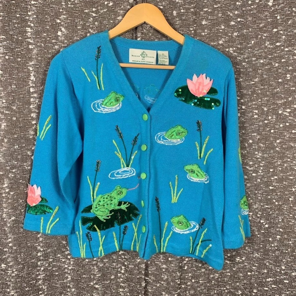 Vintage Design Options Frog Pond Lilypad Knit Cardigan Sweater Women's M